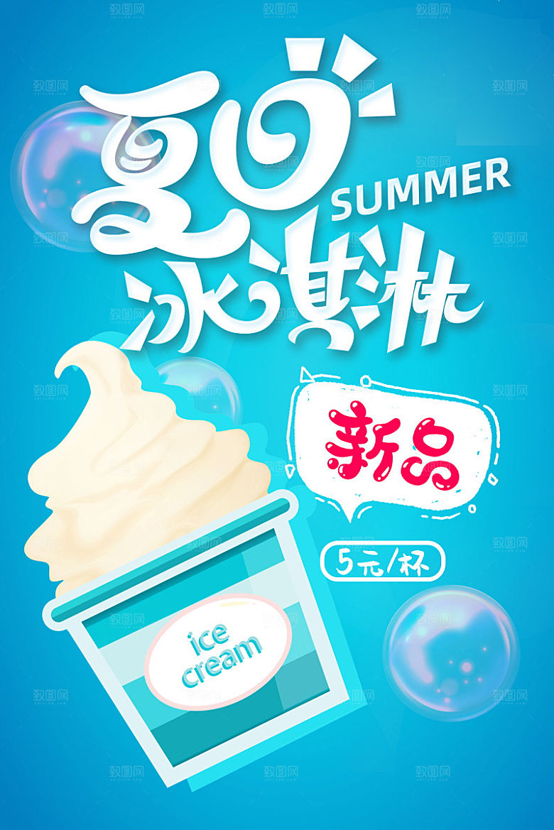 美味美食冰淇淋介绍海报