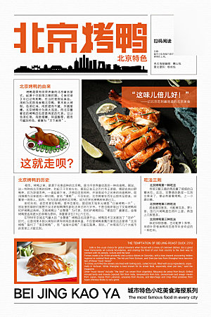 美味美食北京烤鸭介绍海报