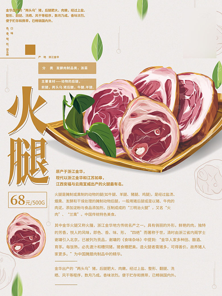 美味美食火腿介绍海报