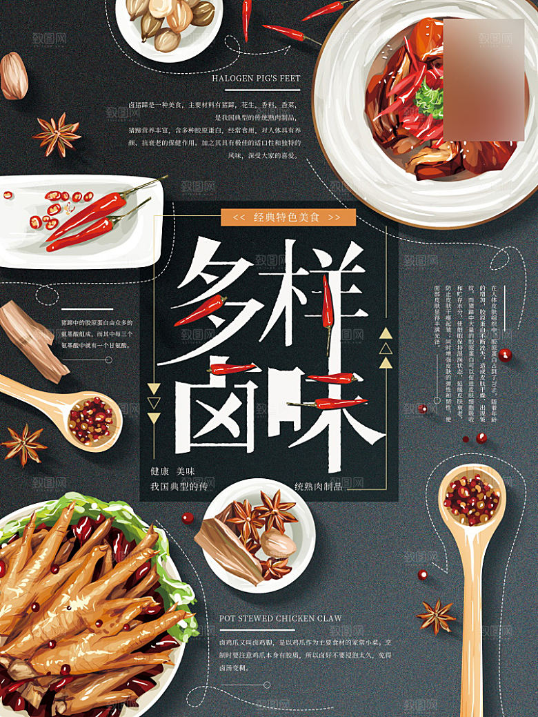 美味美食卤味介绍海报