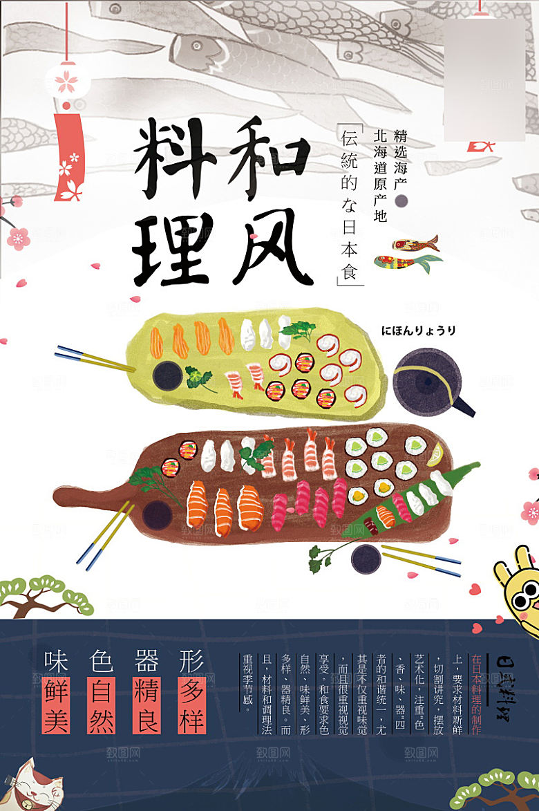 美味美食寿司介绍海报
