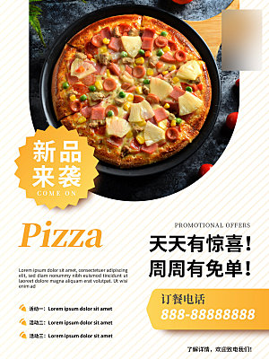 美味美食披萨介绍海报