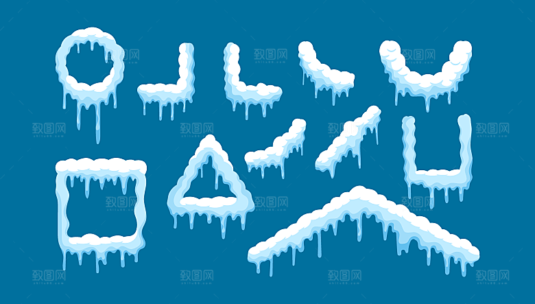 积雪冰棱矢量元素