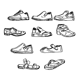 手绘素描鞋靴矢量元素