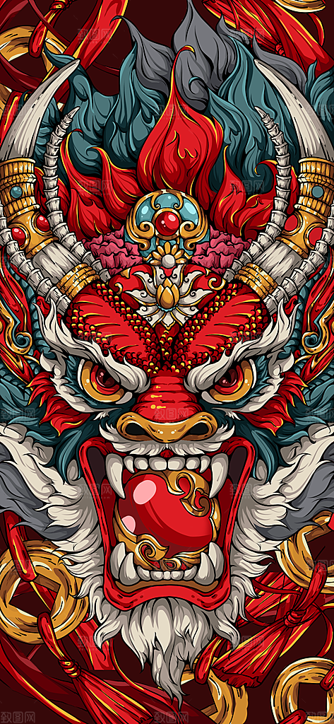 龙年新春卡通节日插画