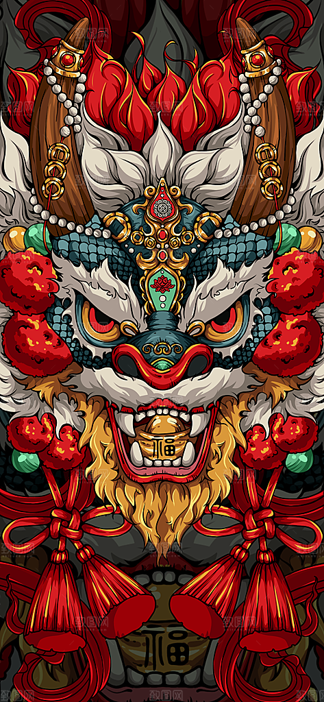 龙年新春卡通节日插画