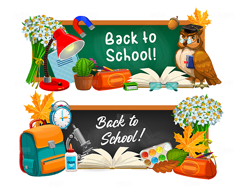 返校开学了矢量卡通banner