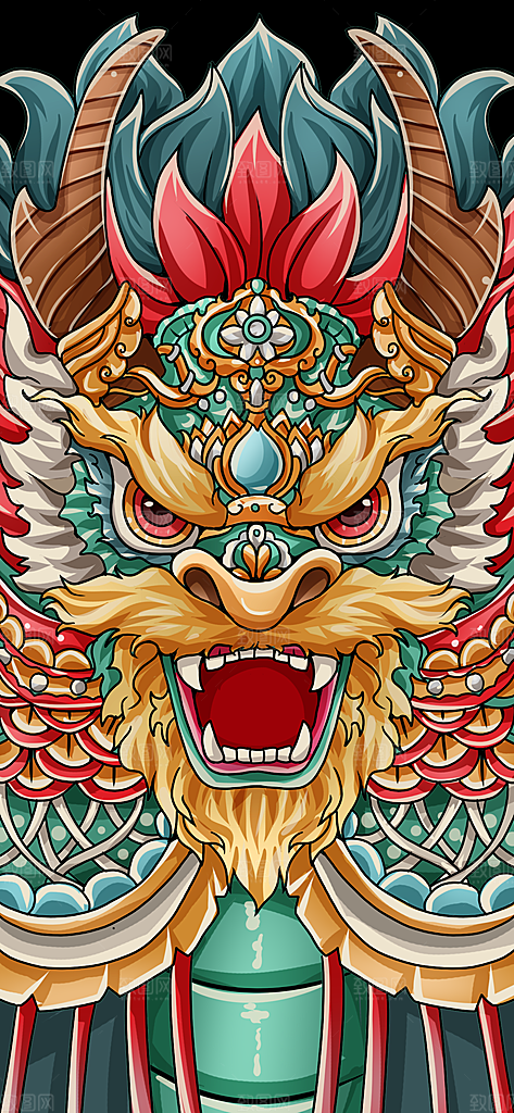 龙年新春卡通节日插画