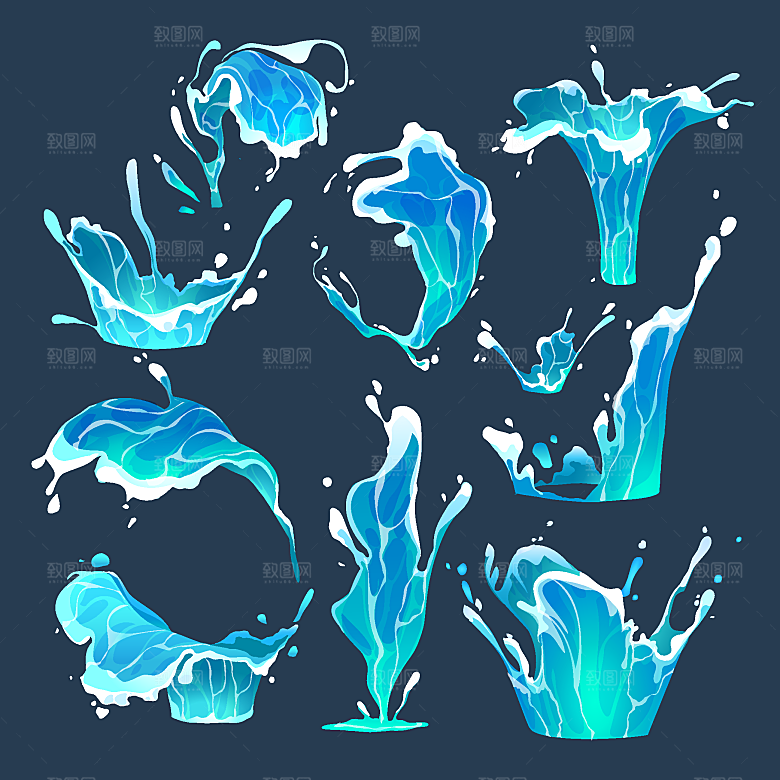海浪飞溅矢量元素