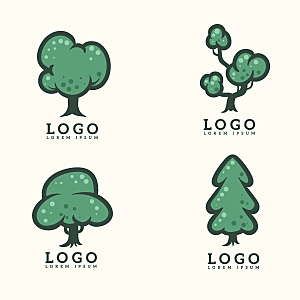 卡通手绘树木大树矢量LOGO元素
