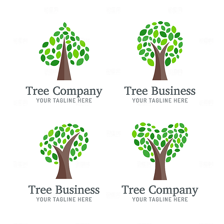 卡通手绘树木大树矢量LOGO元素