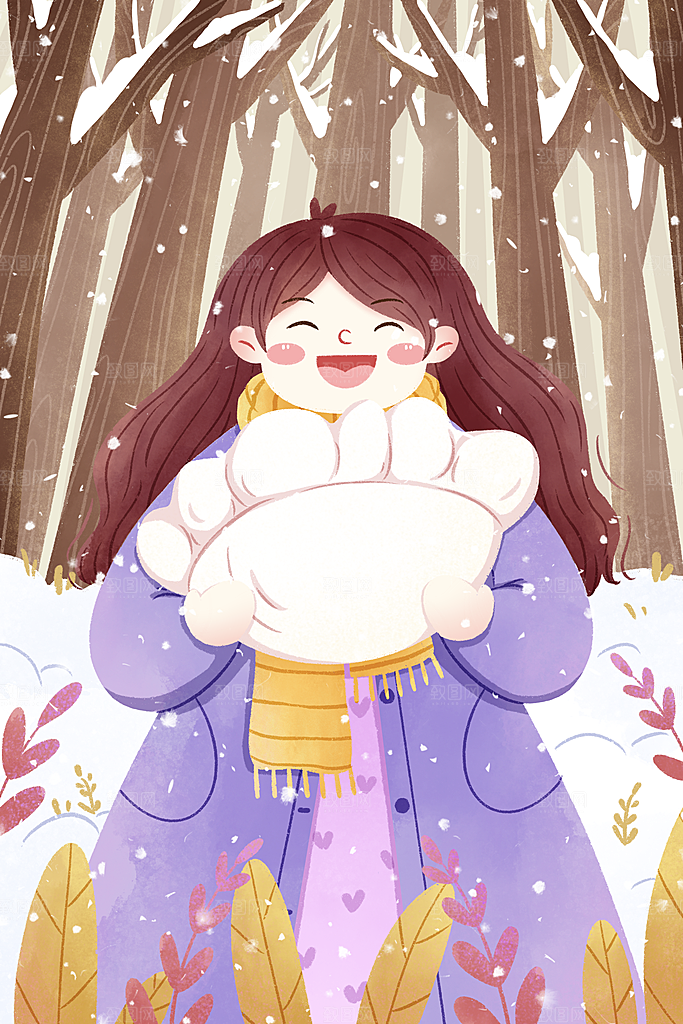 中国传统文化节日冬至雪花插画海报汤圆饺子