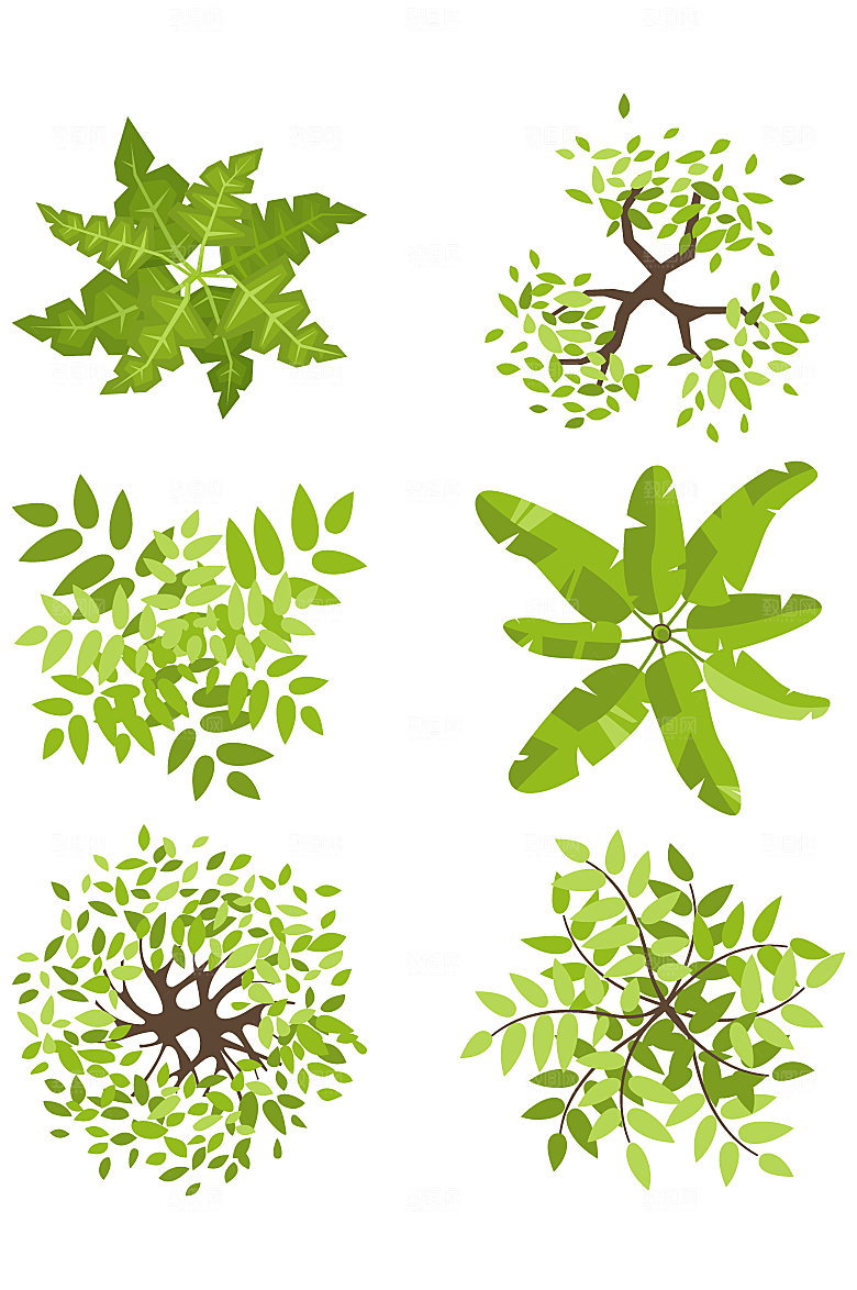花卉绿植俯视图矢量元素