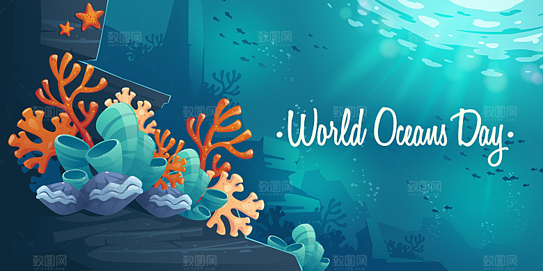 世界海洋日矢量banner