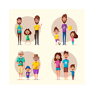 家庭人物矢量插画元素