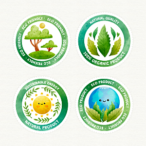 环保节能植树造林矢量标志贴纸元素