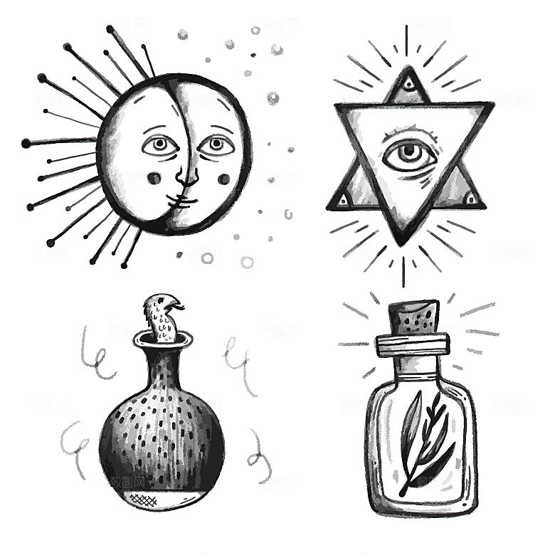 手绘素描涂鸦矢量元素