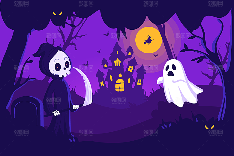 万圣节快乐创意卡通banner