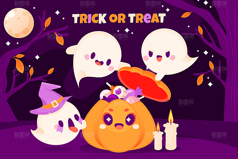 万圣节快乐创意卡通banner