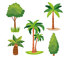 椰树与树木矢量元素