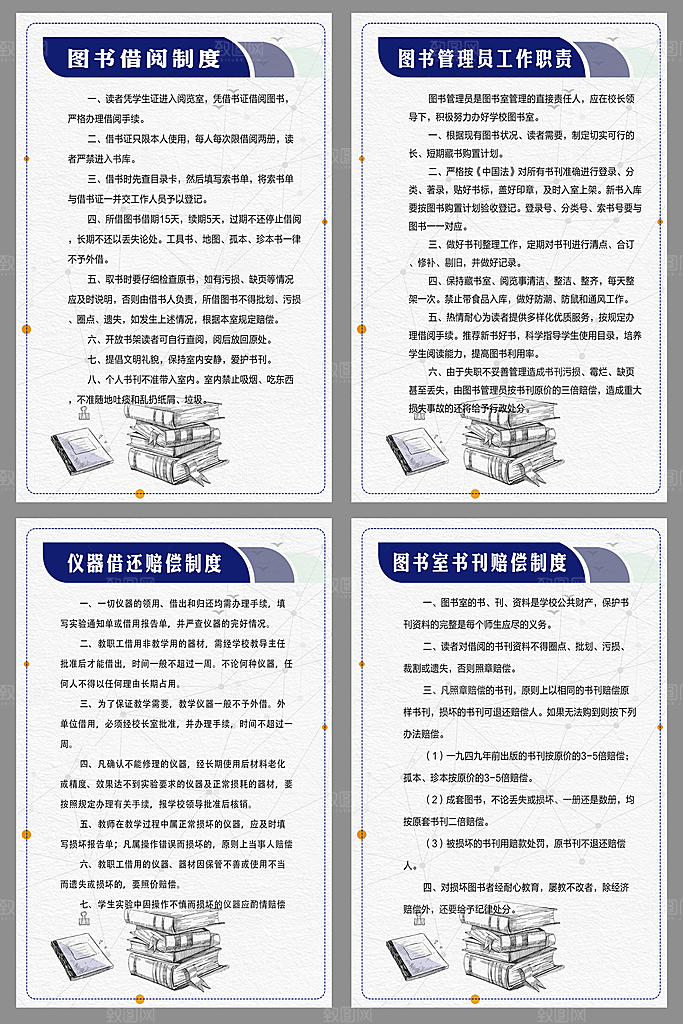 图书馆规章制度海报套图