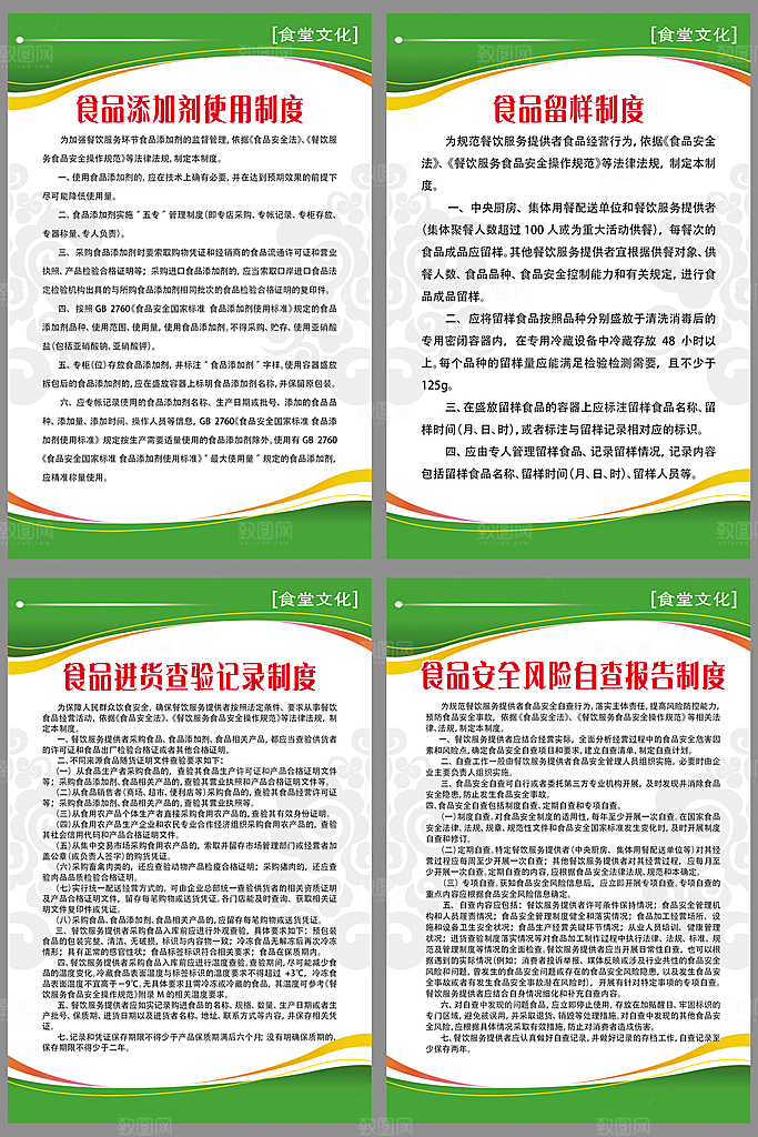 食堂规章制度海报套图