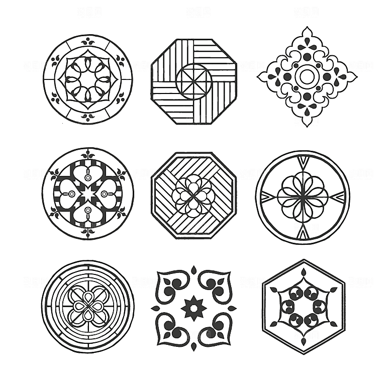 复古中式图案元素