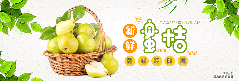 电商蜜桔生鲜水果横幅海报BANNER