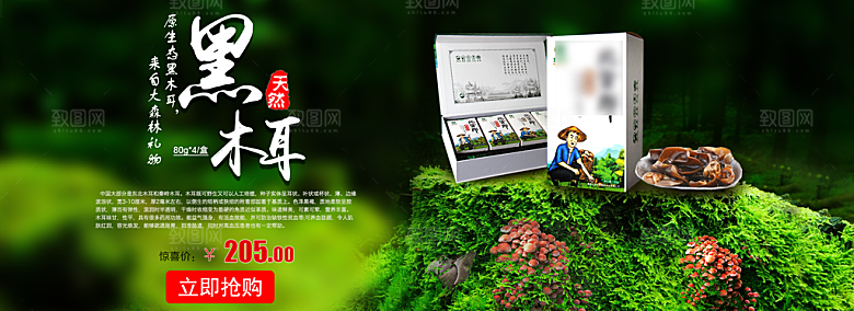 电商黑木耳横幅海报BANNER