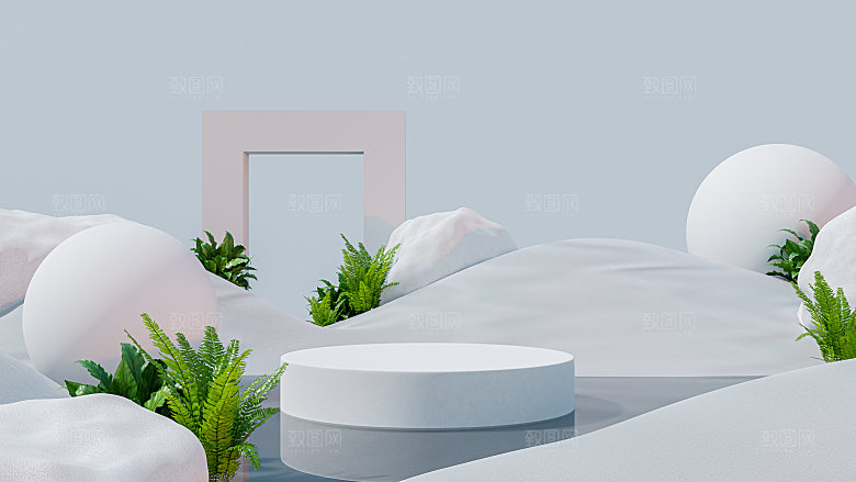 3D立体典雅风格电商产品展台背景