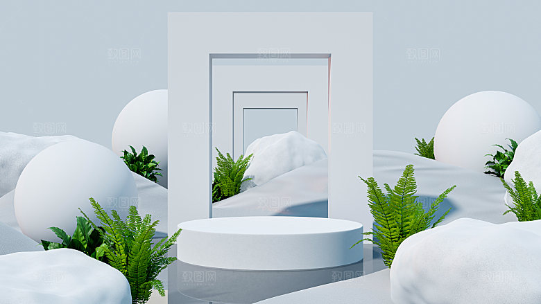 3D立体典雅风格电商产品展台背景