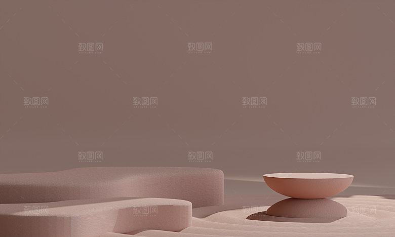 3D立体干净简约大理石电商产品展台背景