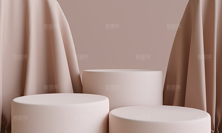 3D立体干净简约大理石电商产品展台背景