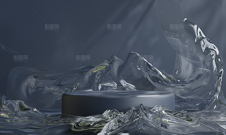 3D立体干净简约大理石电商产品展台背景