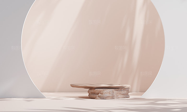 3D立体干净简约大理石电商产品展台背景