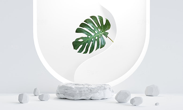 3D立体干净简约电商产品展台背景