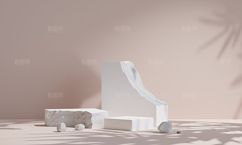 3D立体干净简约电商产品展台背景
