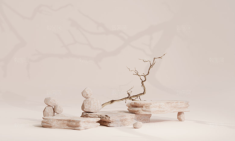 3D立体干净简约电商产品展台背景
