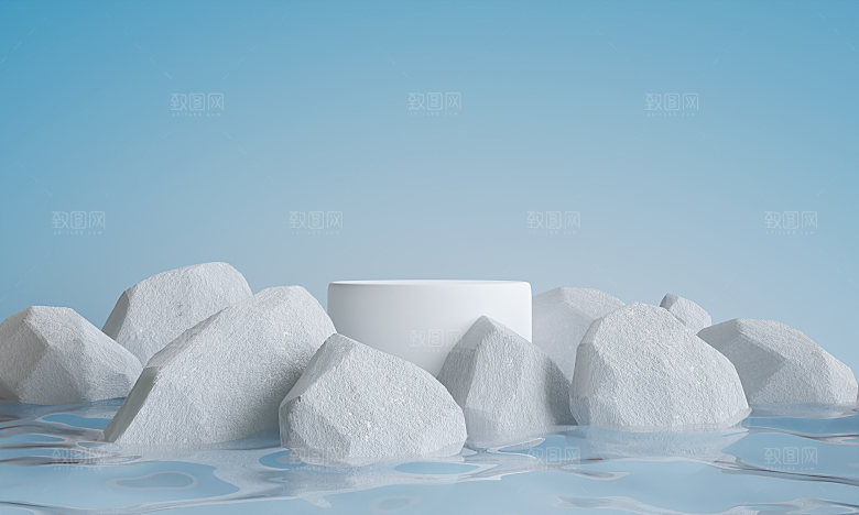 3D立体干净简约电商产品展台背景