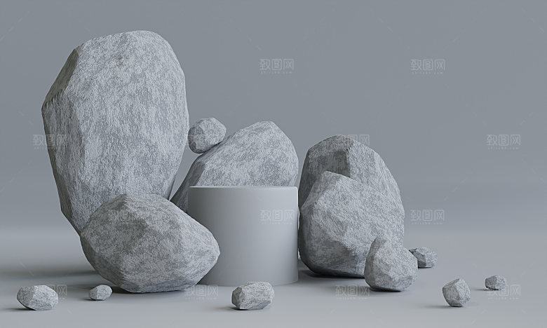 3D立体干净简约电商产品展台背景