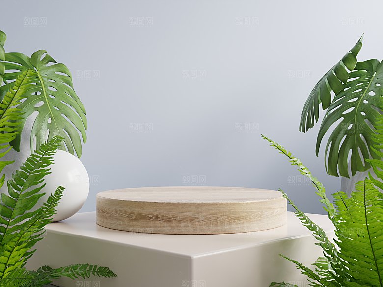 3D立体大自然森林风电商产品展台场景背景
