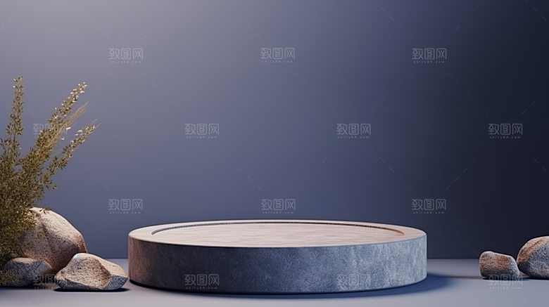 简约风大理石材质3D立体电商产品展台背景