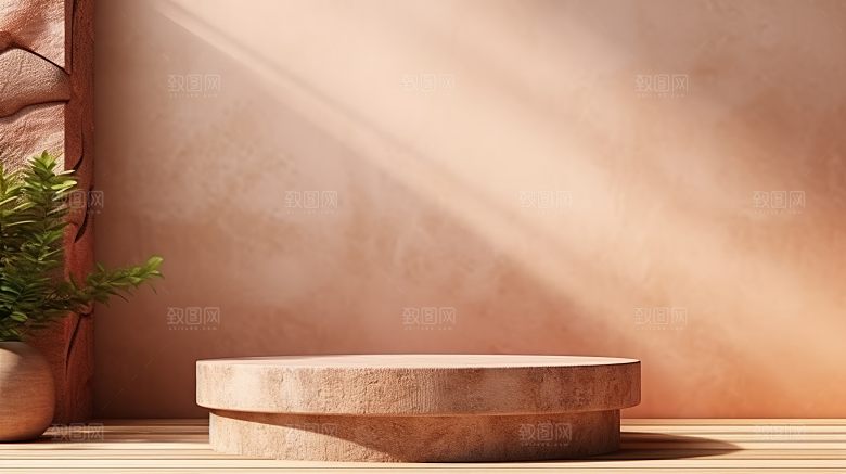 简约风大理石材质3D立体电商产品展台背景