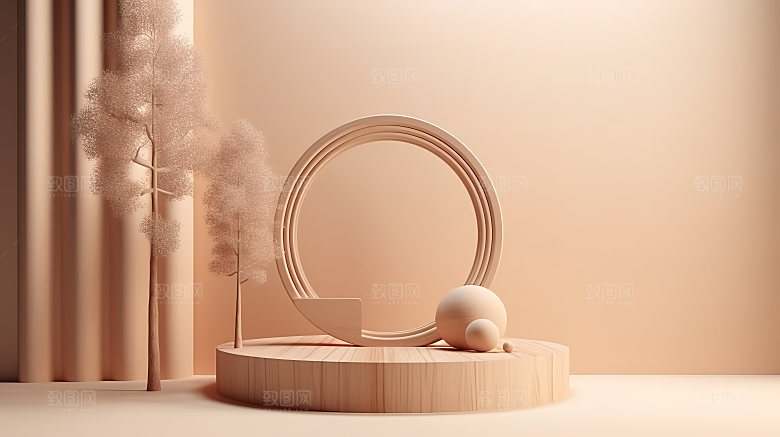 简约风大理石材质3D立体电商产品展台背景