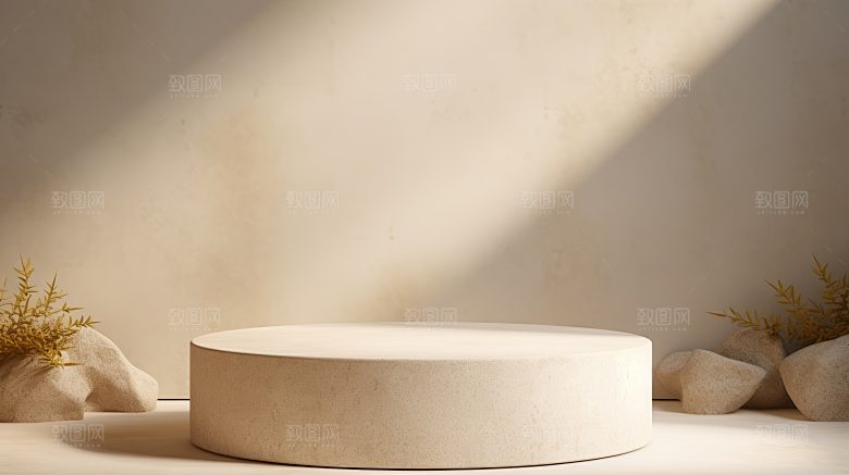 简约风大理石材质3D立体电商产品展台背景