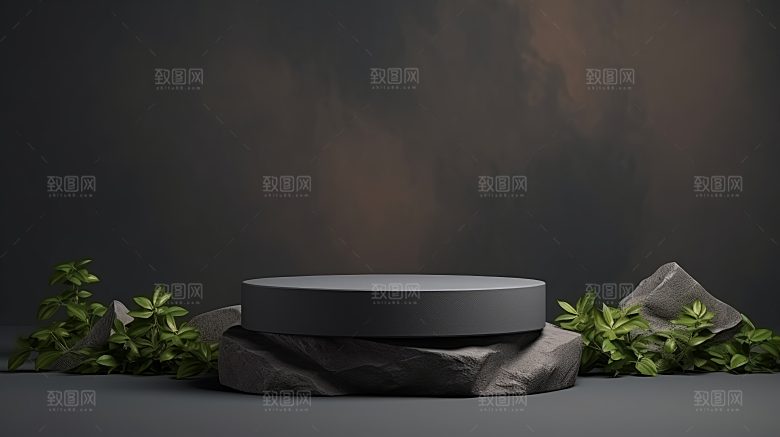 简约风大理石材质3D立体电商产品展台背景