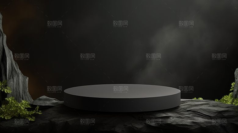 简约风大理石材质3D立体电商产品展台背景