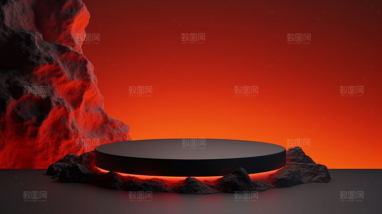简约风大理石材质3D立体电商产品展台背景