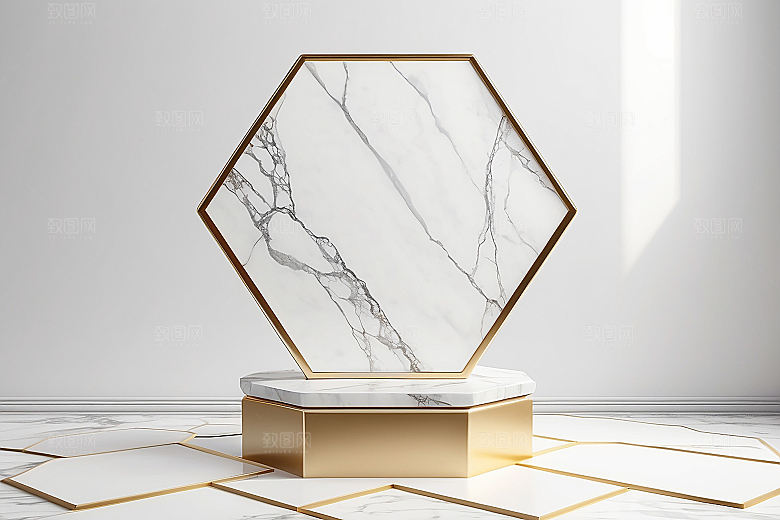 简约干净风3D立体电商产品展台背景