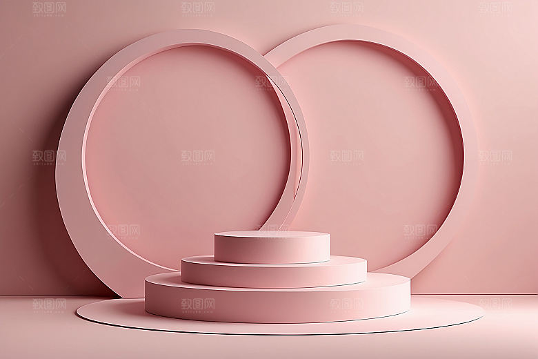 简约干净风3D立体电商产品展台背景
